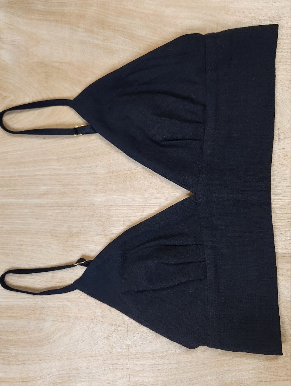 Sandro Paris Black Triangle Crop Top with Adjustable Straps S